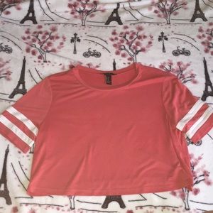 Forever 21 Pink and White Crop Top